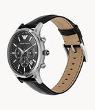 Emporio Armani Renato Chronograph Black Dial Black Leather Strap Watch For Men - AR2447 Authentic Buy Shop Now