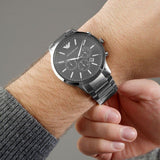 Emporio Armani Sportivo Chronograph Black Dial Silver Steel Strap Watch For Men - AR2460 Authentic Buy Shop Now