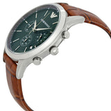 Emporio Armani Renato Chronograph Green Dial Brown Leather Strap Watch For Men - AR2493 Authentic Buy Shop Now