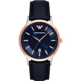 Emporio Armani Renato Analog Blue Dial Black Leather Strap Watch For Men - AR2506 Authentic Buy Shop Now