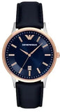 Emporio Armani Renato Analog Blue Dial Black Leather Strap Watch For Men - AR2506 Authentic Buy Shop Now