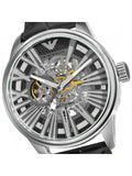 Emporio Armani Meccanico Automatic Black Dial Leather Strap Watch For Men - AR4629 Authentic Buy Shop Now