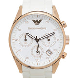 Emporio Armani Sportivo Silver Dial White Silicone Strap Watch For Women - AR5920 Authentic Buy Shop Now