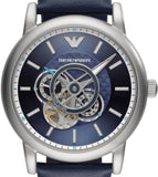 Emporio Armani Luigi Chronograph Blue Dial Black Leather Strap Watch For Men - AR60011 Authentic Buy Shop Now