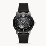 Emporio Armani Meccanico Skeleton Black Dial Black Leather Strap Watch For Men - AR60026 Authentic Buy Shop Now