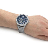 Emporio Armani Mario Chronograph Automatic Blue Dial Silver Steel Strap Watch For Men - AR60052 Authentic Buy Shop Now