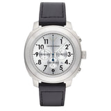 Emporio Armani Sportivo Chronograph Silver Dial Black Leather Strap Watch For Men - AR6054 Authentic Buy Shop Now