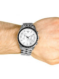 Emporio Armani Sportivo Chronograph Silver Dial Silver Steel Strap Watch For Men - AR6073 Authentic Buy Shop Now