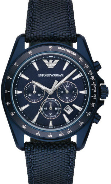 Emporio Armani Sportivo Chronograph Blue Dial Blue Nylon Strap Watch for Men - AR6132 Authentic Buy Shop Now