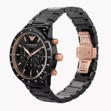 Emporio Armani Mario Ceramic Chronograph Black Dial Black Steel Strap Watch For Men - AR70002 Authentic Buy Shop Now