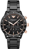 Emporio Armani Mario Ceramic Chronograph Black Dial Black Steel Strap Watch For Men - AR70002 Authentic Buy Shop Now