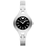Emporio Armani Classic Quartz Black Dial Silver Steel Strap Watch For Women - AR7328 Authentic Buy Shop Now