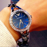 Emporio Armani Chiara Blue Dial Blue Leather Strap Watch for Women - AR7330 Authentic Buy Shop Now