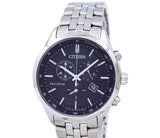 Citizen Eco Drive Chronograph Black Dial Silver Steel Strap Watch For Men - AT2140-55E Authentic Buy Shop Now