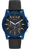 Armani Exchange Outerbanks Chronograph Black Dial Black Silicone Strap Watch For Men - AX1339 Authentic Buy Shop Now