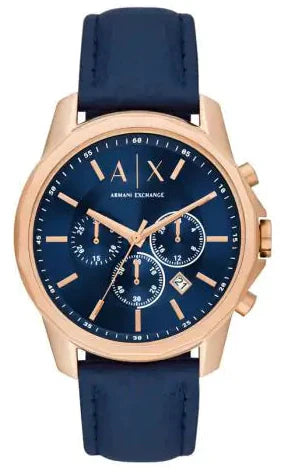 Armani Exchange Banks Chronograph Blue Dial Blue Leather Strap Watch For Men - AX1723 Authentic Buy Shop Now
