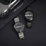 Armani Exchange Hampton Chronograph Black Dial Black Steel Strap Watch For Men - AX2104 Authentic Buy Shop Now
