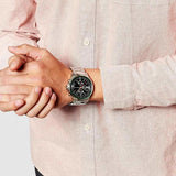 Armani Exchange Hampton Chronograph Black Dial Silver Steel Strap Watch For Men - AX2163 Authentic Buy Shop Now