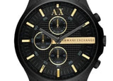Armani Exchange Hampton Chronograph Black Dial Black Steel Strap Watch For Men - AX2164 Authentic Buy Shop Now