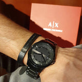 Armani Exchange Hampton Black Dial Black Steel Strap Watch For Men - AX7101 Authentic Buy Shop Now