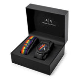 Armani Exchange Cayde Analog Black Dial Black Leather Strap Watch For Men - AX7120 Authentic Buy Shop Now