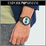Emporio Armani Mario Chronograph White Dial Black Steel Strap Watch For Men - AR11471 Authentic Buy Shop Now