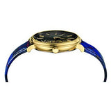 Versace V-Circle Black Dial Blue Leather Strap Watch for Women - VE8100218 Authentic Buy Shop Now