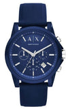 Armani Exchange Outerbanks Chronograph Blue Dial Blue Silicone Strap Watch For Men - AX1327 Authentic Buy Shop Now