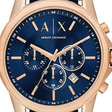 Armani Exchange Banks Chronograph Blue Dial Blue Leather Strap Watch For Men - AX1723 Authentic Buy Shop Now
