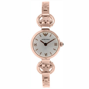 Emporio Armani Retro Quartz Silver Dial Rose Gold Steel Strap Watch For Women - AR1776 Authentic Buy Shop Now