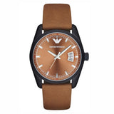 Emporio Armani Sportivo Analog Brown Dial Brown Leather Strap Watch For Men - AR6080 Authentic Buy Shop Now