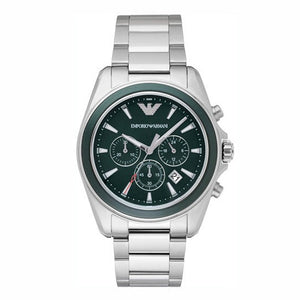 Emporio Armani Sportivo Chronograph Blue Dial Silver Steel Strap Watch For Men - AR6091 Authentic Buy Shop Now