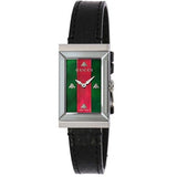 Gucci G-Frame Mother of Pearl Green & Red Dial Black Leather Strap Watch For Women - YA147403 Authentic Buy Shop Now