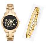 Michael Kors Runway Quartz Black Dial Gold Steel Strap Watch For Women - MK6682 Authentic Buy Shop Now