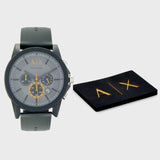 Armani Exchange Outerbanks Chronograph Grey Dial Grey Silicone Strap Watch For Men - AX7123 Authentic Buy Shop Now