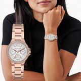 Michael Kors Camille Multifunction White Dial Rose Gold Steel Strap Watch For Women - MK6845 Authentic Buy Shop Now