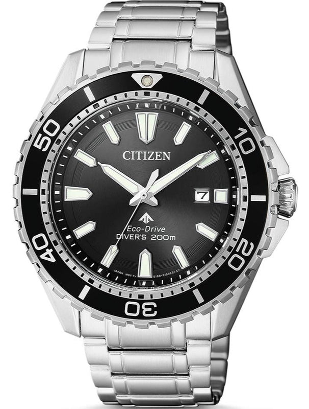 Citizen Promaster Diver Chronograph Black Dial Silver Steel Strap Watch For Men - BN0190-82E Authentic Buy Shop Now