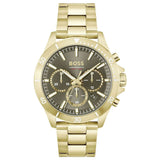 Hugo Boss Troper Chronograph Green Dial Gold Steel Strap Watch For Men - 1514059 Authentic Buy Shop Now