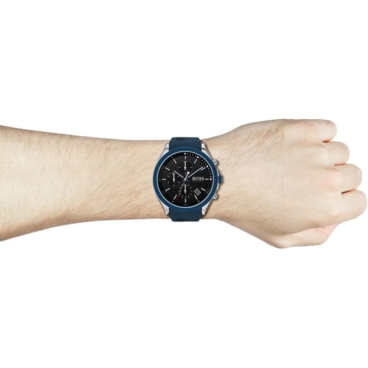 Hugo Boss Velocity Black Dial Blue Rubber Strap Watch for Men - 1513717 Authentic Buy Shop Now