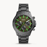 Fossil Bannon Multifunction Chronograph Green Dial Grey Steel Strap Watch for Men - BQ2504 Authentic Buy Shop Now