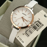 Fossil Classic Minute White Dial White Leather Strap Watch for Women - BQ3328 Authentic Buy Shop Now