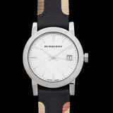 Burberry The City White Dial Black Haymarket Leather Strap Watch for Women - BU9150 Authentic Buy Shop Now