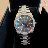 Bulova Crystal Collection Brown Dial Silver Steel Strap Watch for Men - 96B221 Authentic Buy Shop Now