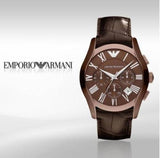 Emporio Armani Valente Classic Brown Dial Brown Leather Strap Watch For Men - AR1609 Authentic Buy Shop Now