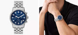Michael Kors Hutton Chronograph Blue Dial Blue Steel Strap Watch For Men - MK8952 Authentic Buy Shop Now