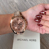 Michael Kors Whitney Chronograph Rose Gold Dial Rose Gold Steel Strap Watch For Women - MK6730 Authentic Buy Shop Now