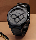 Hugo Boss Cloud Chronograph Black Dial Black Steel Strap Watch For Men - 1514016 Authentic Buy Shop Now