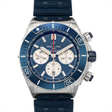 Breitling Super Chronomat B01 44 Blue Dial Blue Rubber Strap Watch for Men - AB0136161C1S1 Authentic Buy Shop Now