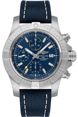 Breitling Avenger Chronograph 43 Blue Dial Blue Nylon Strap Watch for Men - A13385101C1X1 Authentic Buy Shop Now