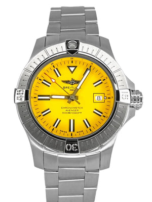 Breitling Avenger Automatic 45mm Seawolf Yellow Dial Silver Steel Strap Strap Watch for Men - A17319101/1A1 Authentic Buy Shop Now